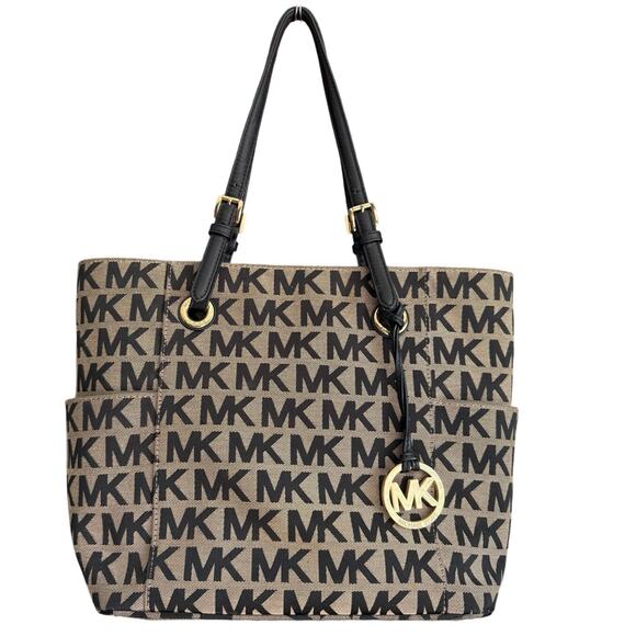 Michael Kors Jet Set Medium Signature Print Canvas Adjustable Straps | GUC - Picture 1 of 12